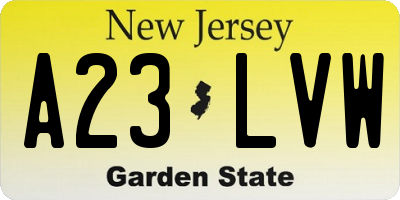 NJ license plate A23LVW