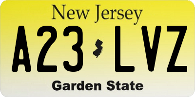 NJ license plate A23LVZ