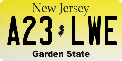 NJ license plate A23LWE