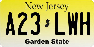NJ license plate A23LWH