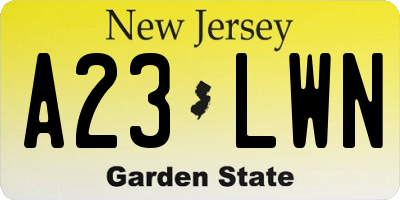 NJ license plate A23LWN