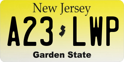 NJ license plate A23LWP