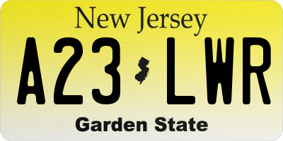 NJ license plate A23LWR