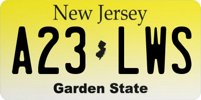 NJ license plate A23LWS
