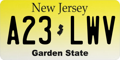 NJ license plate A23LWV