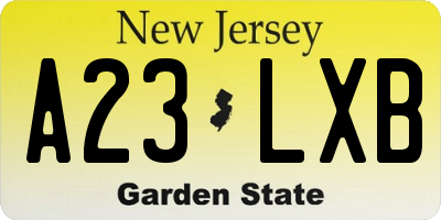 NJ license plate A23LXB
