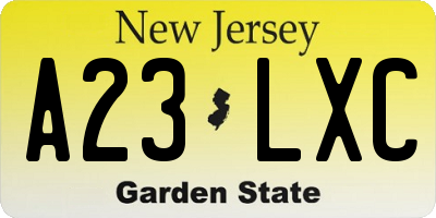 NJ license plate A23LXC