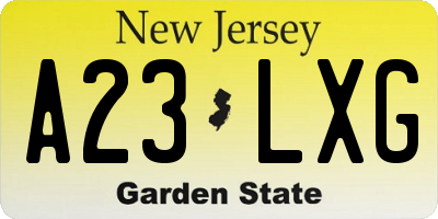NJ license plate A23LXG