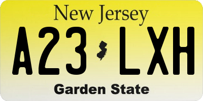 NJ license plate A23LXH