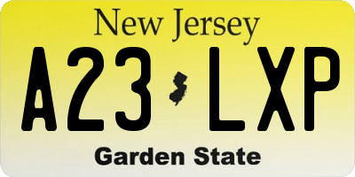 NJ license plate A23LXP