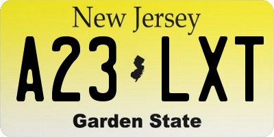 NJ license plate A23LXT