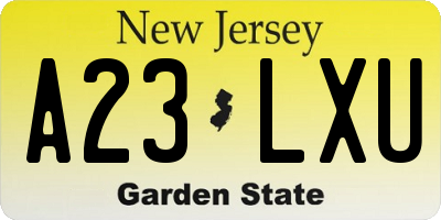 NJ license plate A23LXU