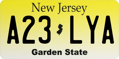 NJ license plate A23LYA