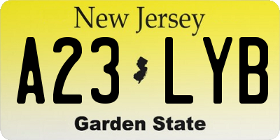 NJ license plate A23LYB