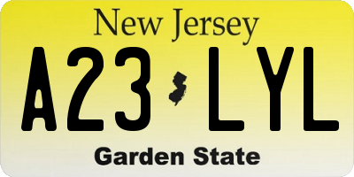 NJ license plate A23LYL