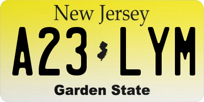 NJ license plate A23LYM