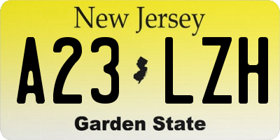 NJ license plate A23LZH