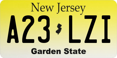 NJ license plate A23LZI