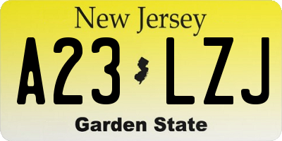 NJ license plate A23LZJ