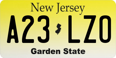 NJ license plate A23LZO
