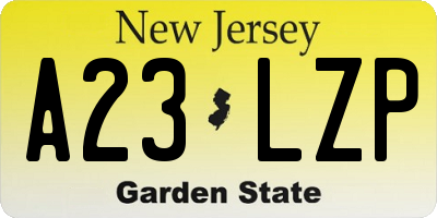 NJ license plate A23LZP