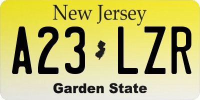 NJ license plate A23LZR