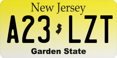 NJ license plate A23LZT