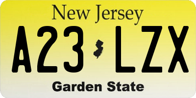 NJ license plate A23LZX