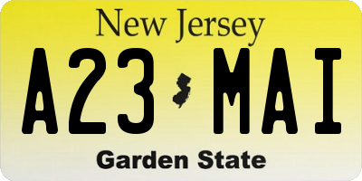NJ license plate A23MAI