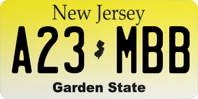 NJ license plate A23MBB