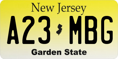 NJ license plate A23MBG