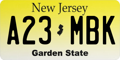 NJ license plate A23MBK