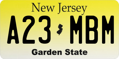 NJ license plate A23MBM