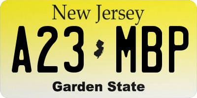 NJ license plate A23MBP