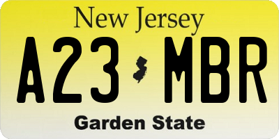 NJ license plate A23MBR