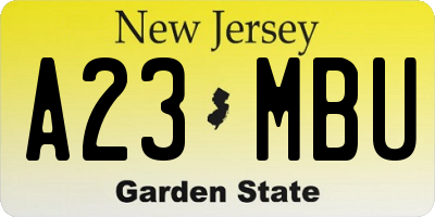 NJ license plate A23MBU