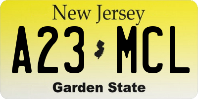 NJ license plate A23MCL