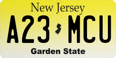 NJ license plate A23MCU