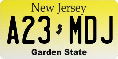 NJ license plate A23MDJ