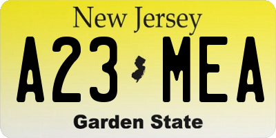 NJ license plate A23MEA