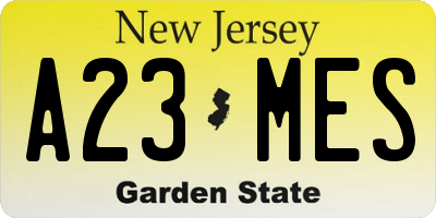 NJ license plate A23MES