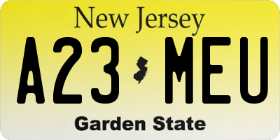 NJ license plate A23MEU
