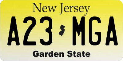 NJ license plate A23MGA