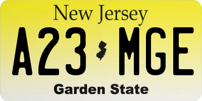NJ license plate A23MGE