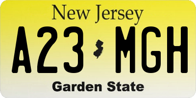 NJ license plate A23MGH