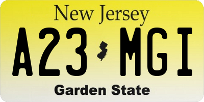NJ license plate A23MGI