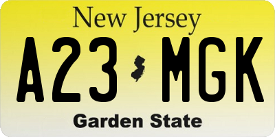 NJ license plate A23MGK