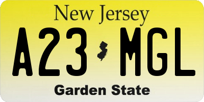 NJ license plate A23MGL