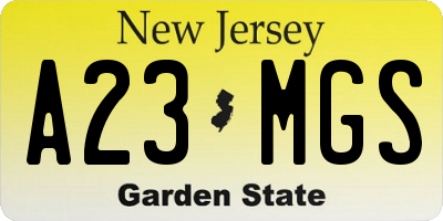 NJ license plate A23MGS