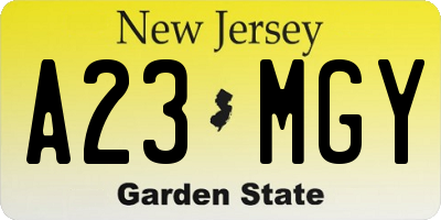 NJ license plate A23MGY